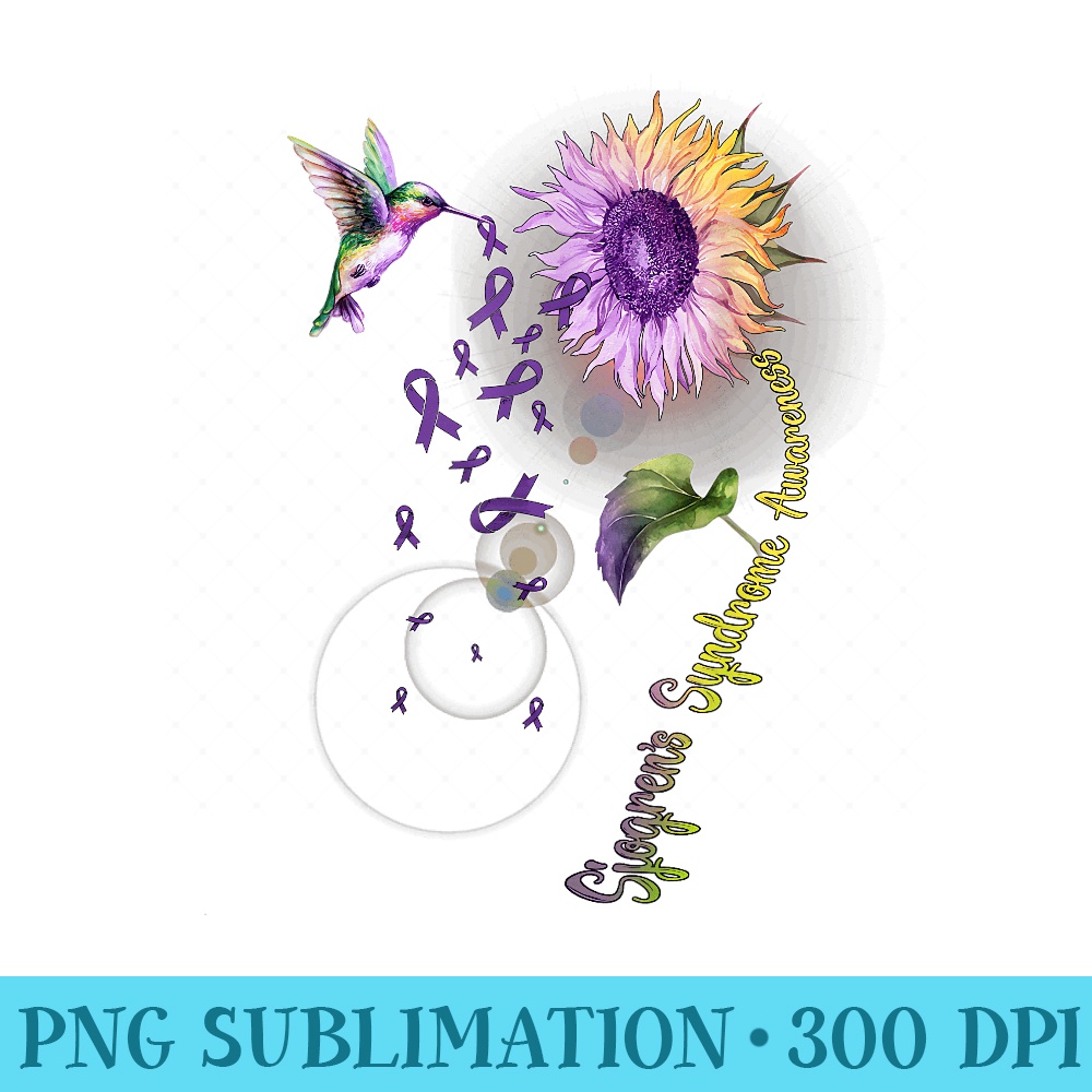 Sjogrens Syndrome Sunflower Hummingbird - Casual Shirt PNG - Perfect for Sublimation Art