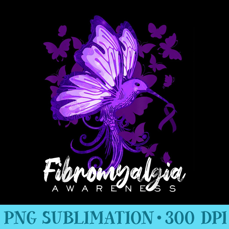 Fibromyalgia Awareness Hummingbird Holding Purple Ribbon - High Quality PNG Download - Trendsetting And Modern Collections