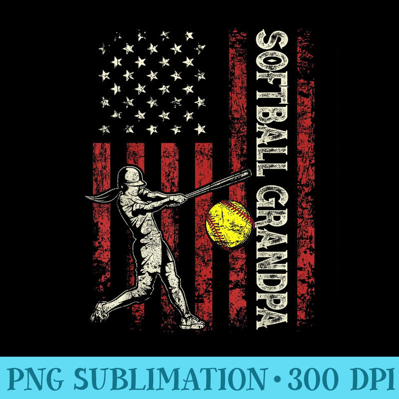 Softball Grandpa US Flag Dad Men Patriotic Fathers Day - PNG Download Website - Perfect for Creative Projects