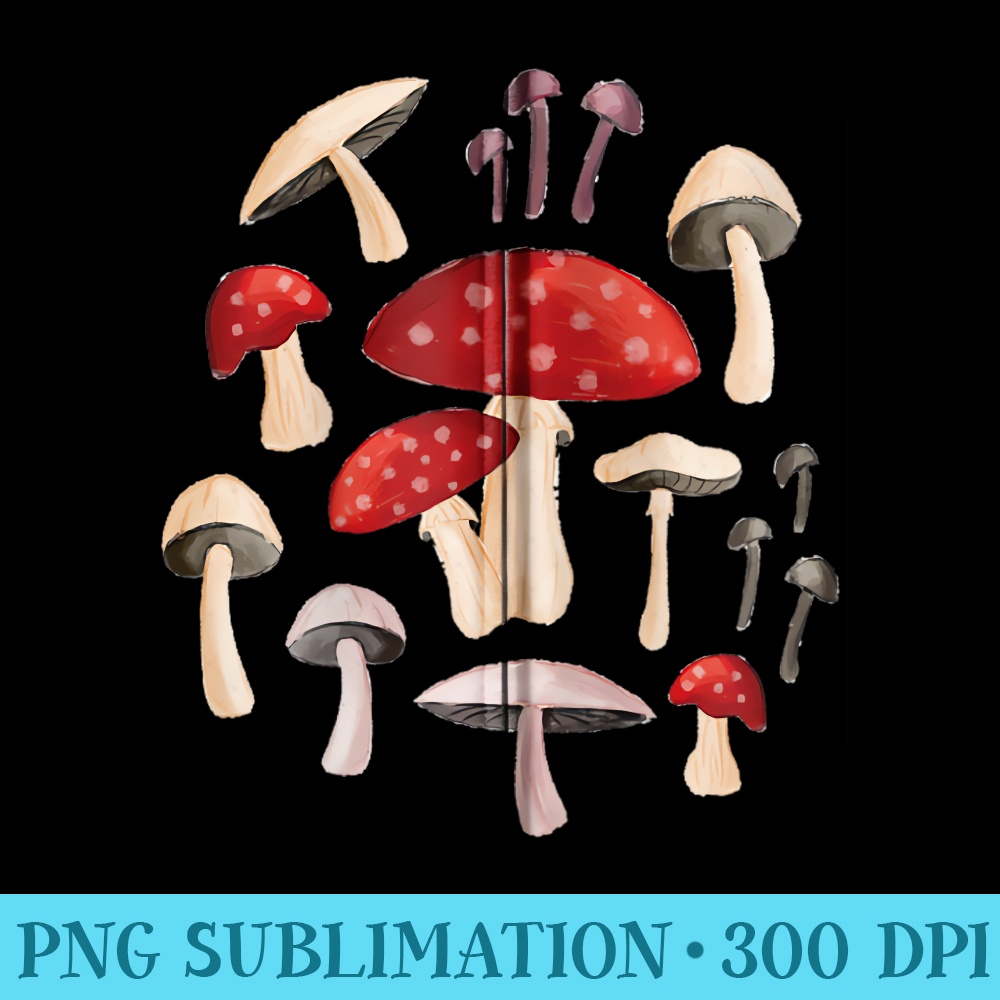 Cottagecore Mushrooms Hunting Forest Goblincore Aesthetic - PNG Graphics Download - Bold & Eye-catching