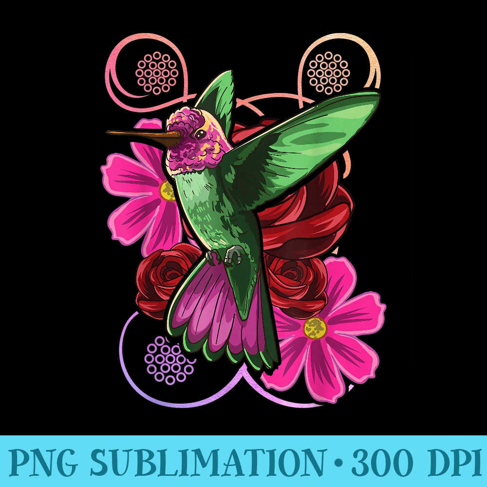 Vintage Hummingbird Floral Nature Animal Humming Bird Lover - High Quality PNG Files - Spice Up Your Sublimation Projects