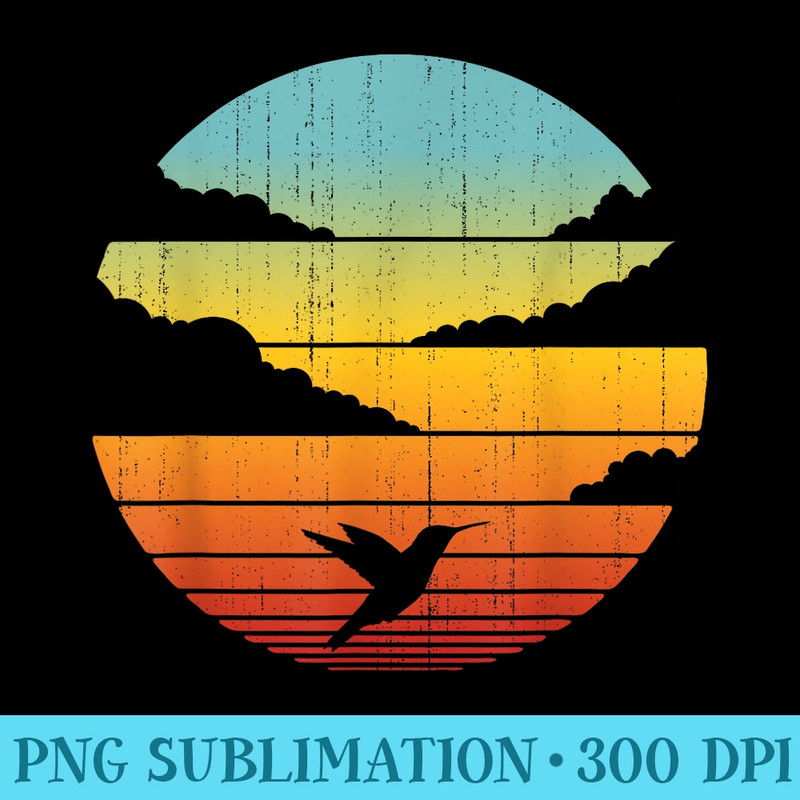 Hummingbird Retro Vintage 60s 70s Sunset Bird Lovers Men - PNG Download Resource - Unlock Vibrant Sublimation Designs