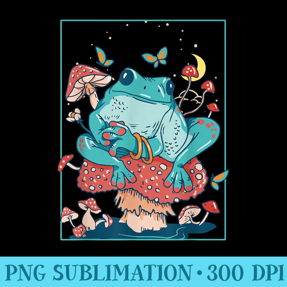 Cute Frog On Mushroom, Goblincore Aesthetic Cottagecore - PNG Image Library Download - Unleash Your Inner Rebellion