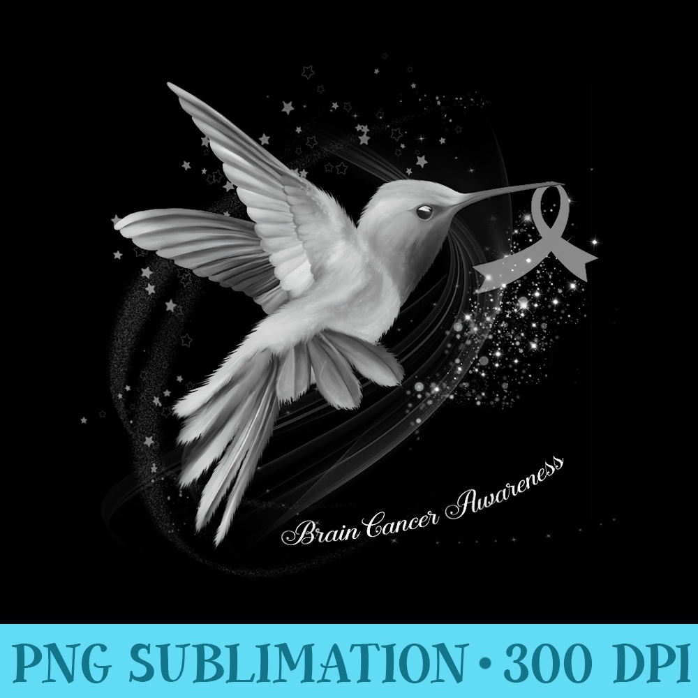 Hummingbird Holding Gray Ribbon Brain Cancer Awareness - Free Transparent PNG Download - Perfect for Creative Projects