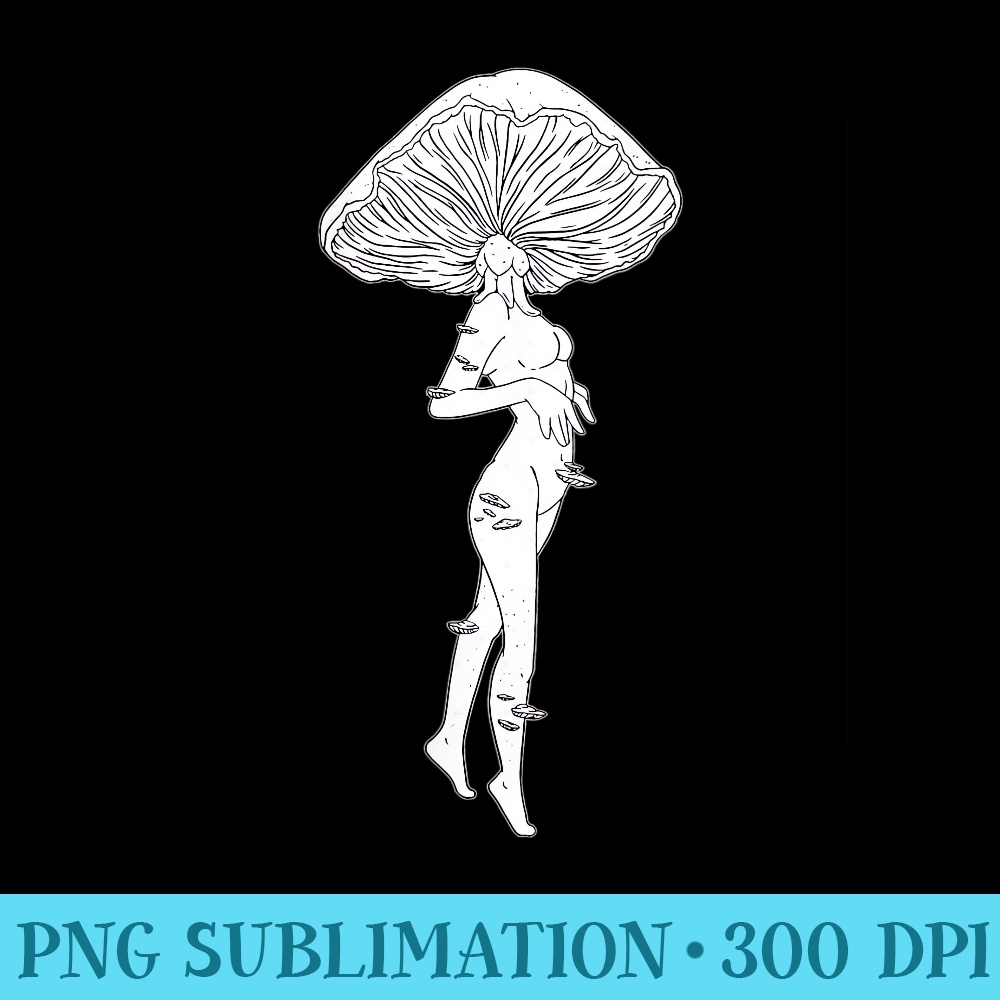 Womens Mushroom Woman Grunge Fairycore Goth Cottagecore Goblincore - PNG Download - Unique And Exclusive Designs