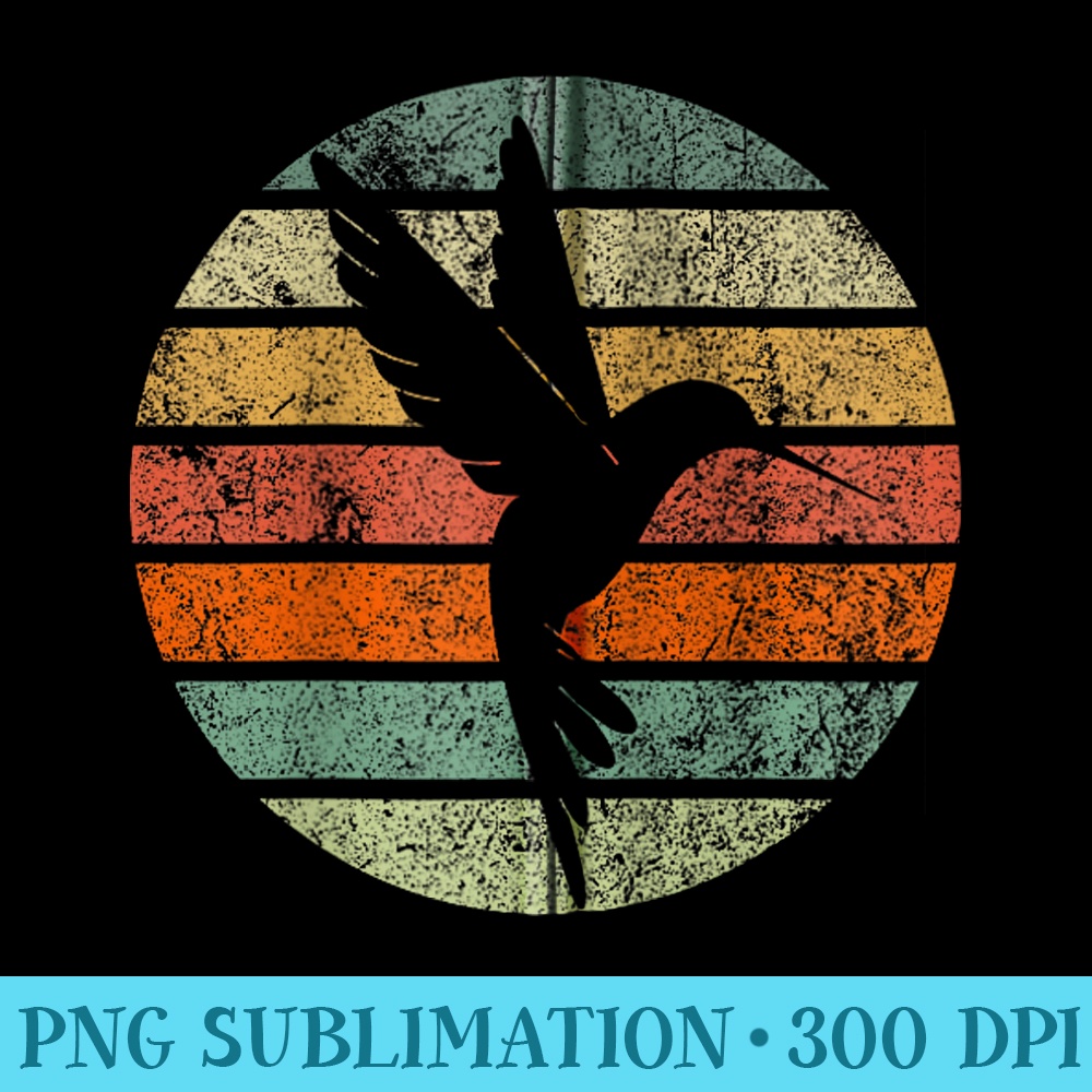 Vintage Sunset Hummingbirds Retro Watching Bird Hummingbird - PNG Download Design - Capture Imagination with Every Detail