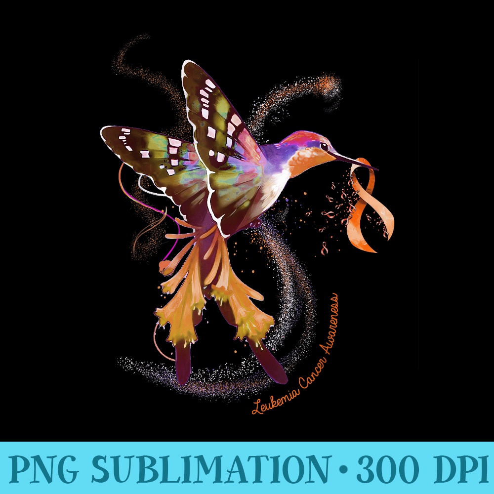 Hummingbird Hold Orange Ribbon Leukemia Awareness - PNG Download Clipart - Capture Imagination with Every Detail
