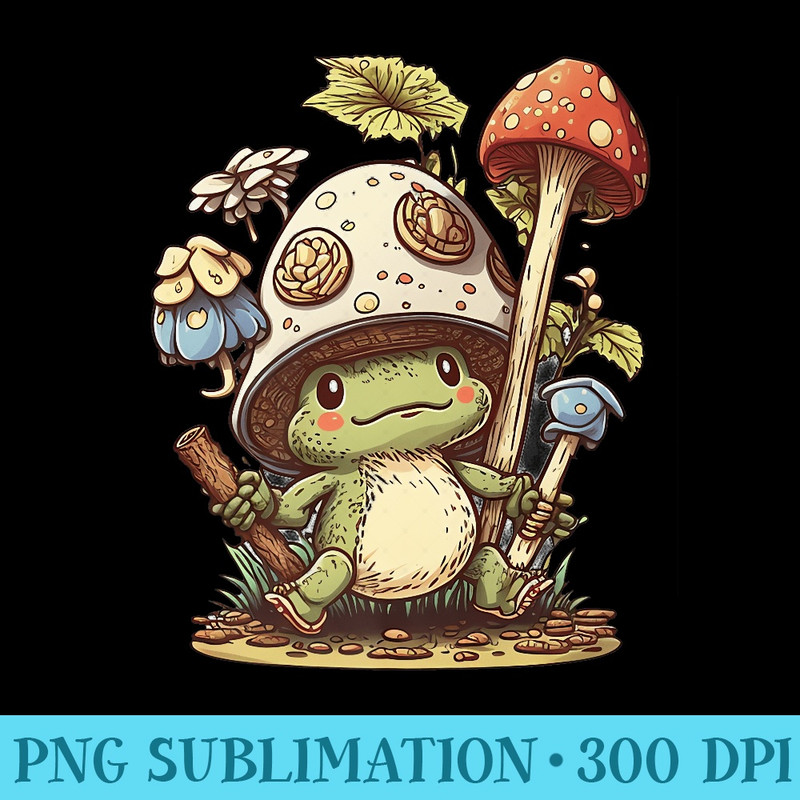 Cottagecore Aesthetic Mushroom Frog Goblincore Mycology Premium - Transparent Shirt Design - Unique And Exclusive Designs
