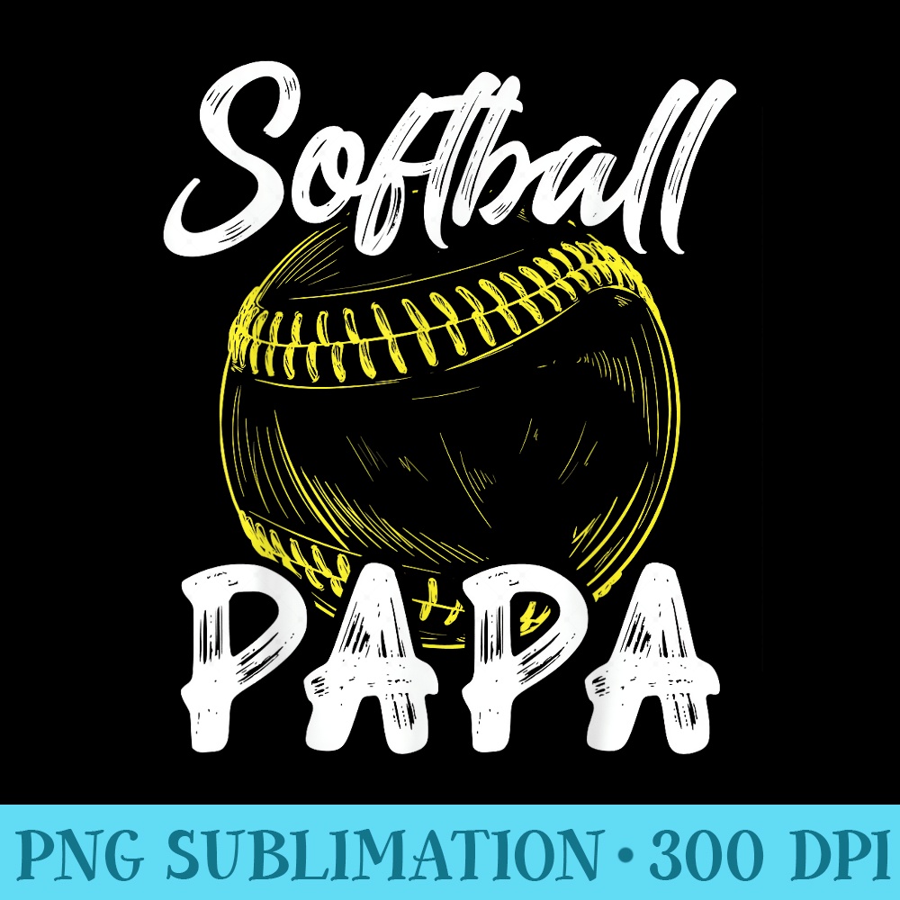 Softball Papa For Men Family Matching Players Fathers Day - PNG Download Icon - Premium Quality PNG Artwork