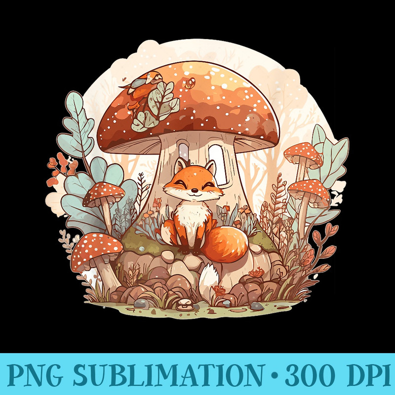 Fox Cottagecore Aesthetic Mushroom Goblincore Mycology - PNG design assets - High Resolution And Print-Ready Designs