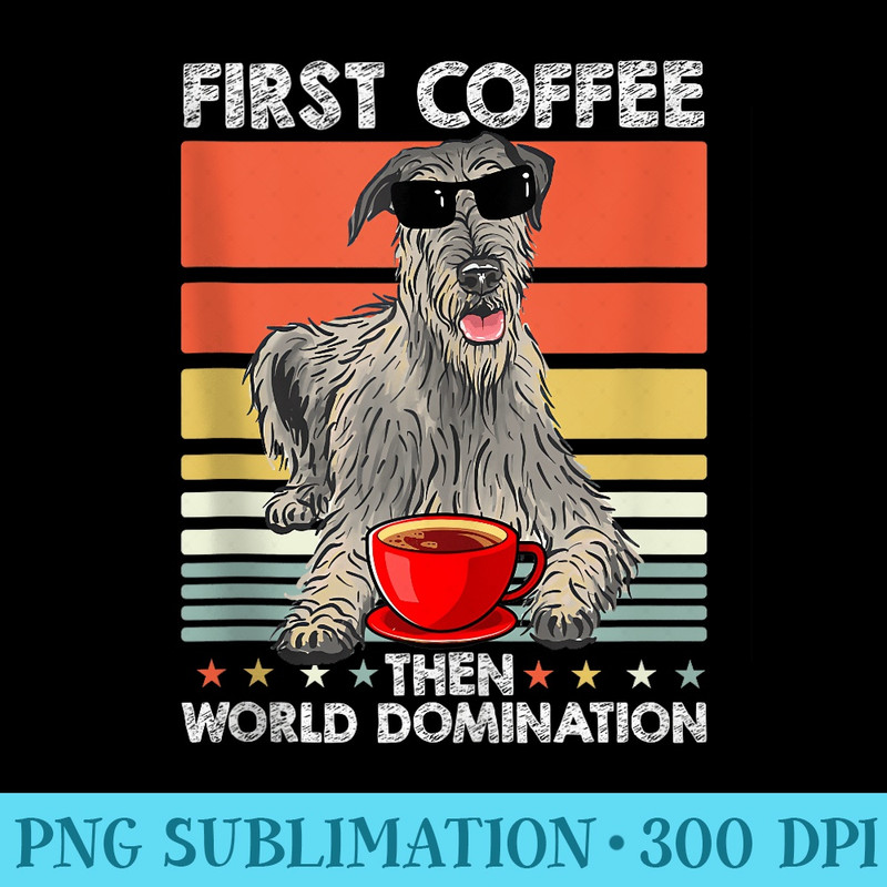 Retro Dog Breed Sunglasses Coffee Vintage Irish Wolfhound - Unique PNG Artwork - Capture Imagination with Every Detail