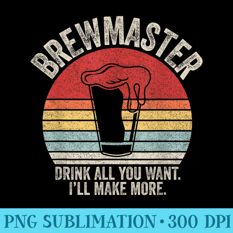 Vintage Retro Brewmaster Craft Beer Home Brewing Brewer - Unique Sublimation PNG Download - Boost Your Success with this Inspirational PNG Download