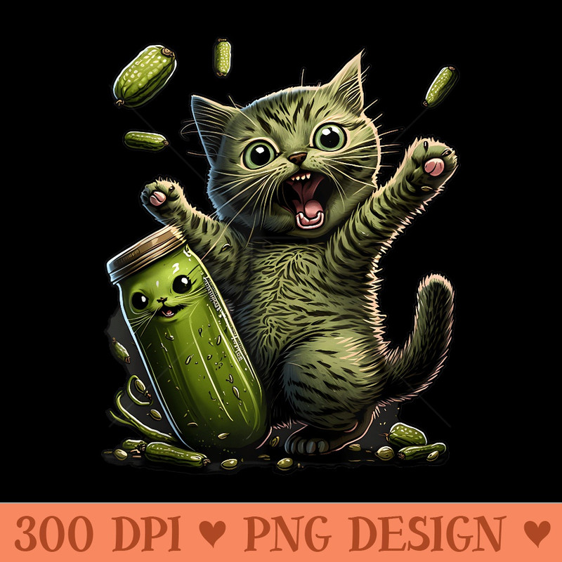 Funny Kittens vs Gherkin Pickle Cat Mom Lady - Unique PNG Artwork - Quick And Seamless Download Process