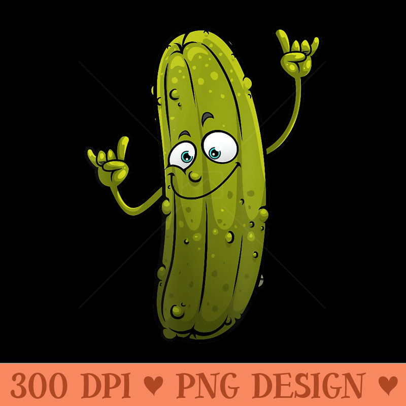 Funny Pickle Designs For Cucumber Dancing Food - Digital PNG Artwork - High Resolution And Print Ready Designs