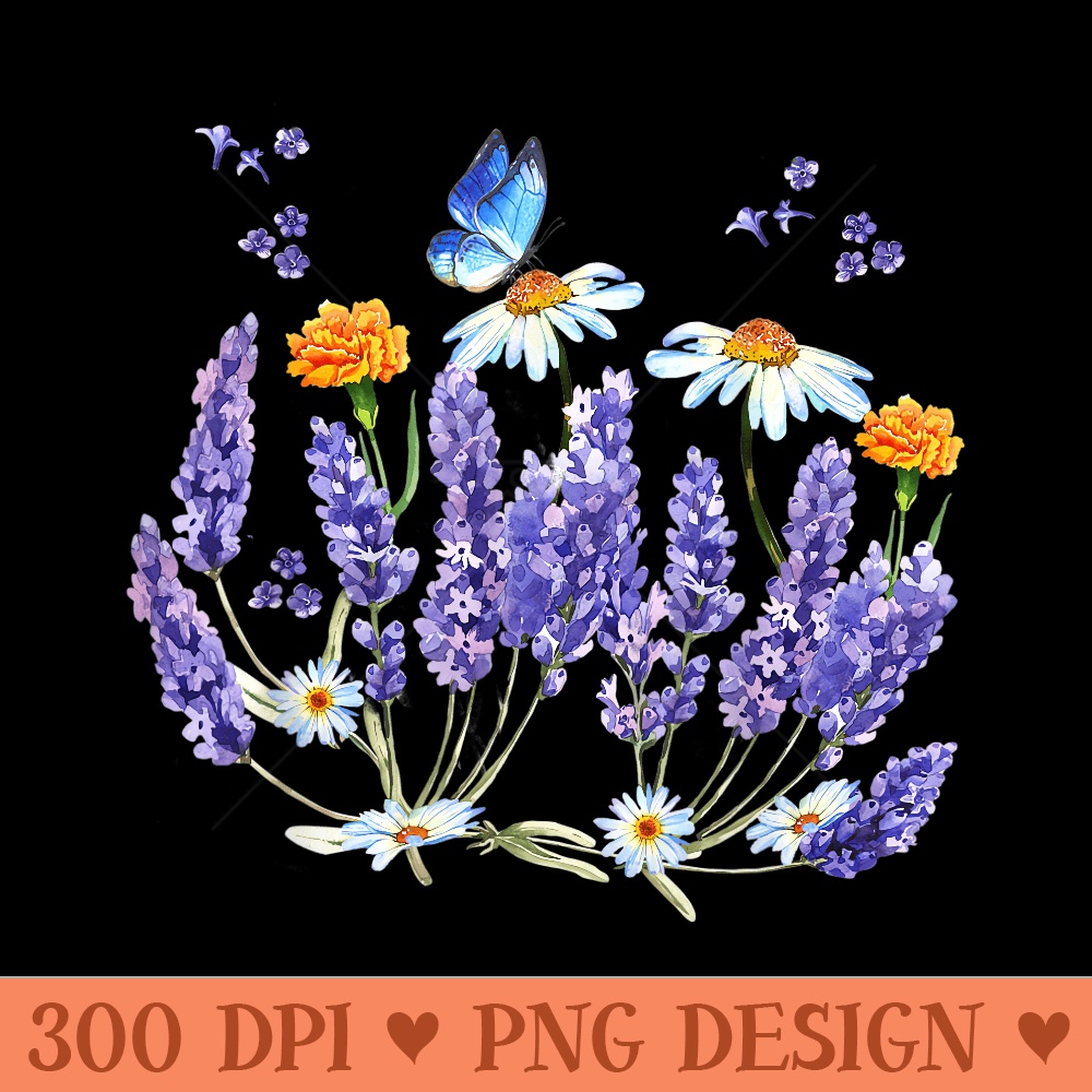 Lavender Plant Butterfly Herb Wildflower Botanical - PNG download with transparent background - Instant Access To Downloadable Files