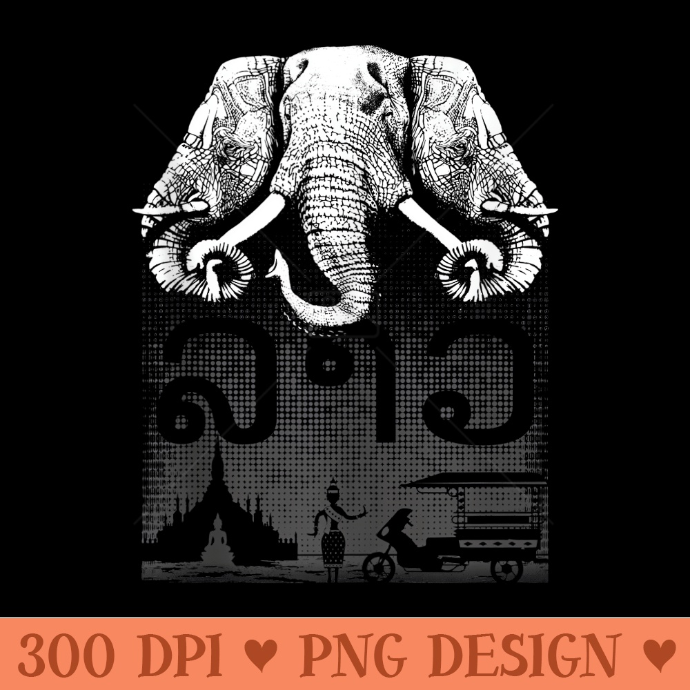 3 Headed Elephant Design Style Original Kingdom of Laos Flag - Printable PNG Graphics - Bring Your Designs to Life