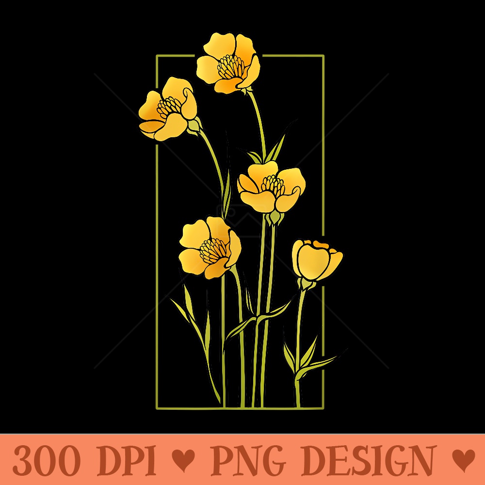 Floral Wildflower Bulbous Crowfoot Buttercup Flower - Ready To Print PNG Designs - Easy To Print And User Friendly Designs