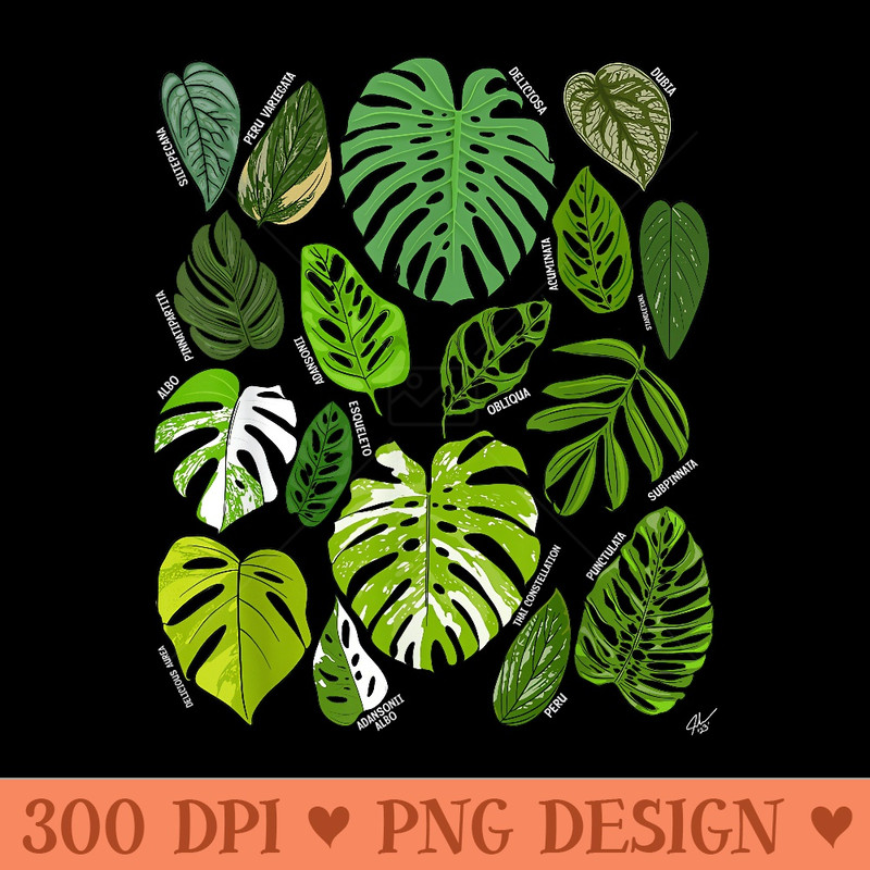 Monstera Varieties Albo Deliciosa Thai Con Plant Lover - Trendy PNG Designs - Perfect for Sublimation Mastery
