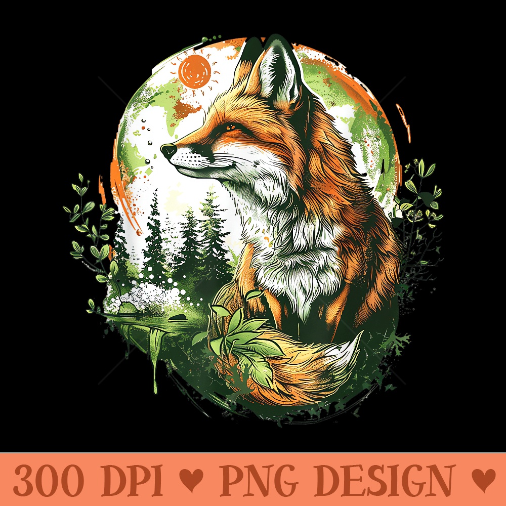 Fox Watercolor Fox Sun Plant and Flower Lover Lover - Transparent PNG download - Perfect for Personalization