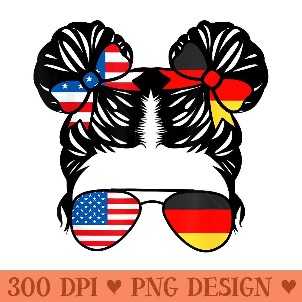 Half American Half German Girl USA Germany Flag Patriot - High Resolution PNG Designs - Bring Your Designs to Life