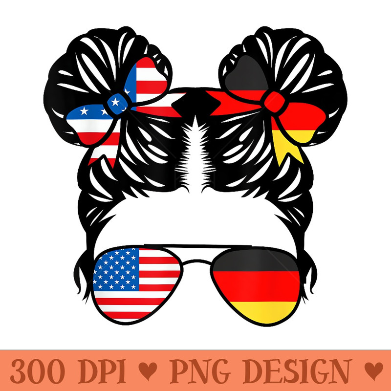 Half American Half German Girl USA Germany Flag Patriot - High Resolution PNG Designs - Bring Your Designs to Life