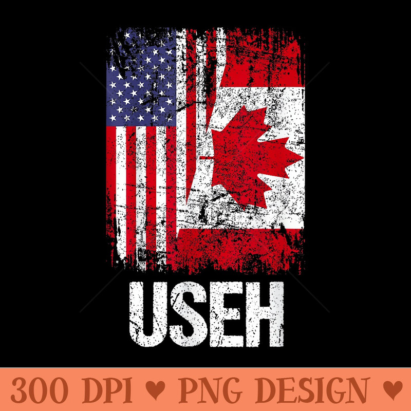 Canadian Roots Half Canadian American USEH Canada USA Flag - High Quality PNG files - Versatile And Customizable Designs
