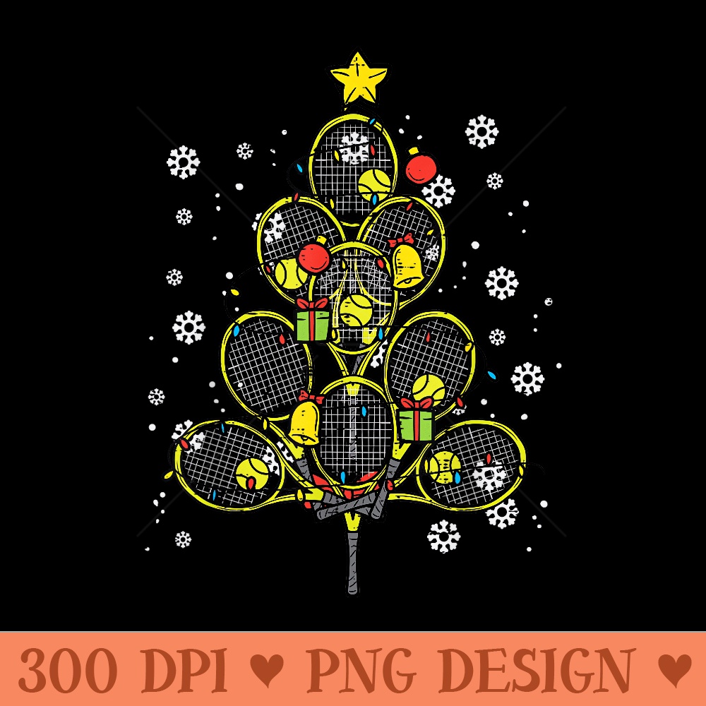 Tennis Christmas Tree Xmas Player Girls - Printable PNG Graphics - Quick And Seamless Download Process