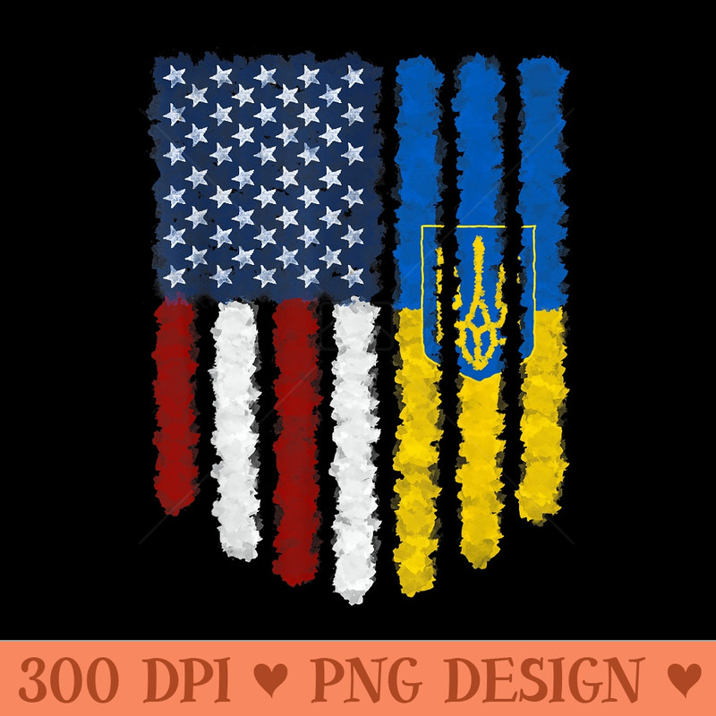 Ukrainian American Flag Ukraine Usa America - High Resolution PNG Designs - Lifetime Access To Purchased Files