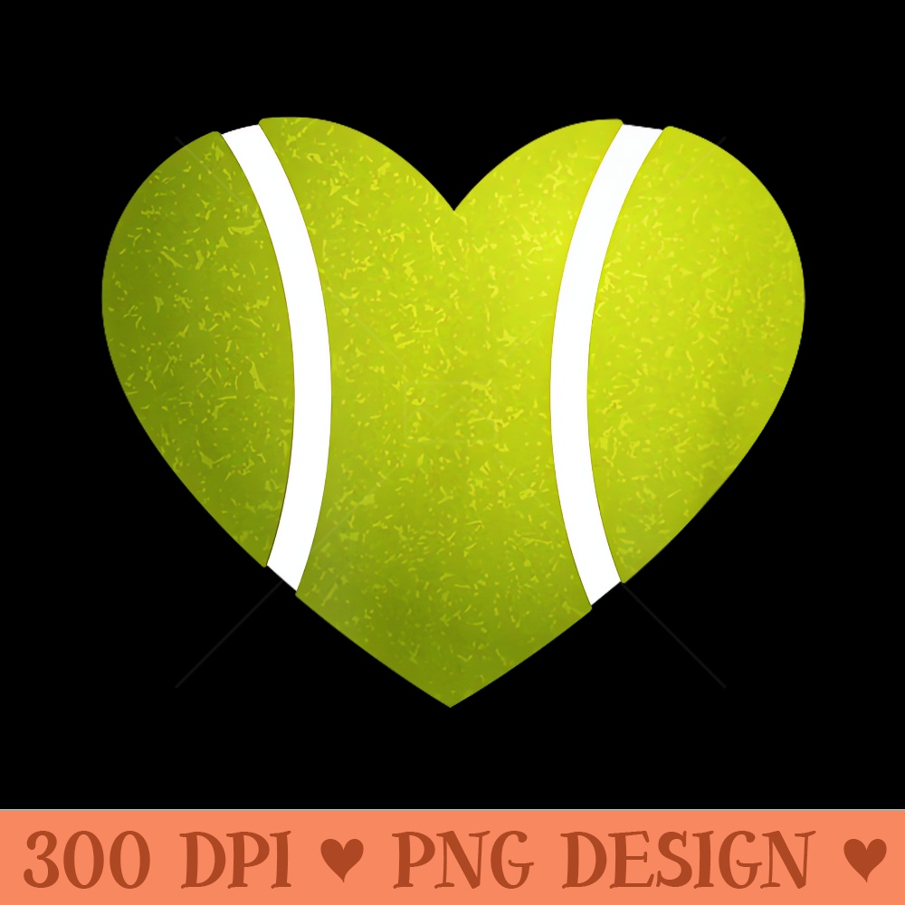 Tennis Ball Heart Tennis - Digital PNG Artwork - Unique And Exclusive Designs