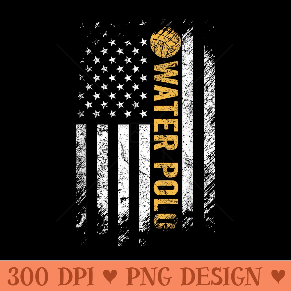 Vintage American USA Flag Water Polo Cool Swim Swimer - High Quality PNG Files - Perfect for Sublimation Art