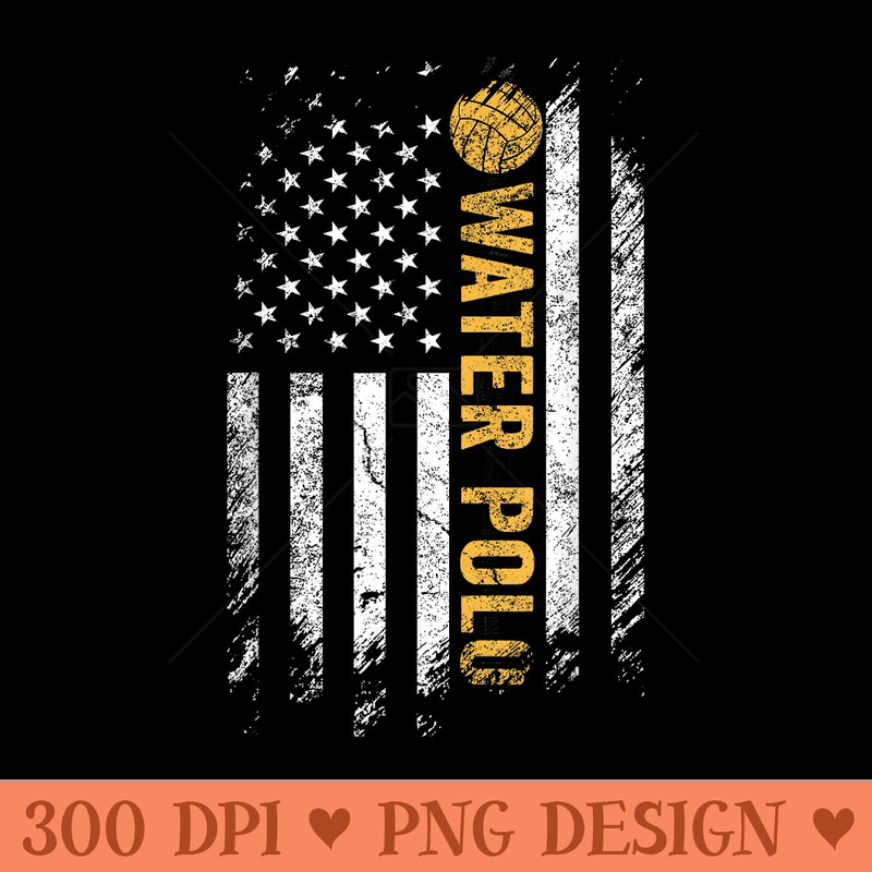 Vintage American USA Flag Water Polo Cool Swim Swimer - High Quality PNG Files - Perfect for Sublimation Art