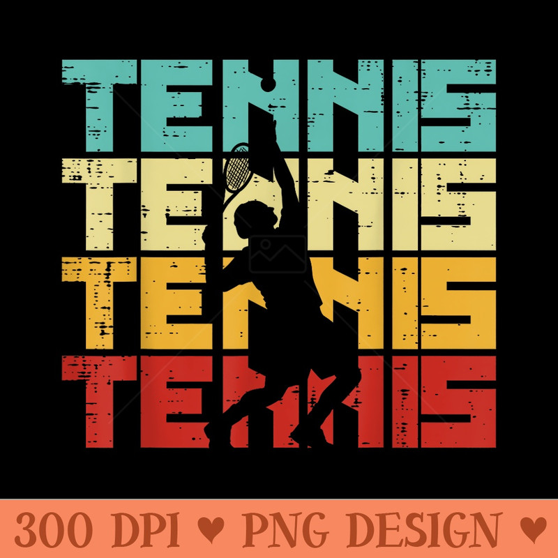 Tennis Silhouette Retro Colors Vintage Player - Trendy PNG Designs - Trendsetting And Modern Collections