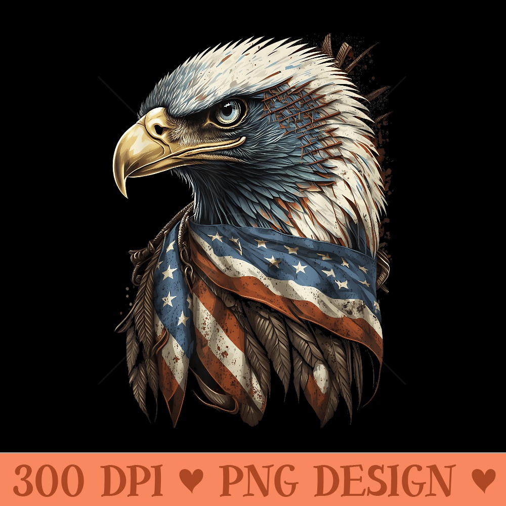 Patriotic Bald Eagle 4th Of July Men USA American Flag - High Resolution PNG Designs - Bring Your Designs to Life
