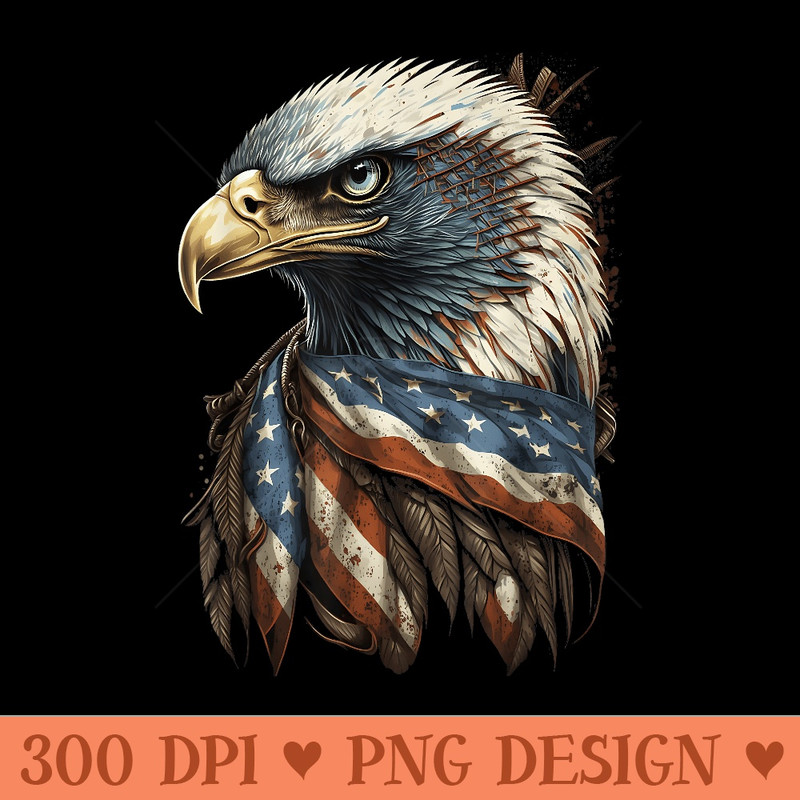 Patriotic Bald Eagle 4th Of July Men USA American Flag - High Resolution PNG Designs - Bring Your Designs to Life