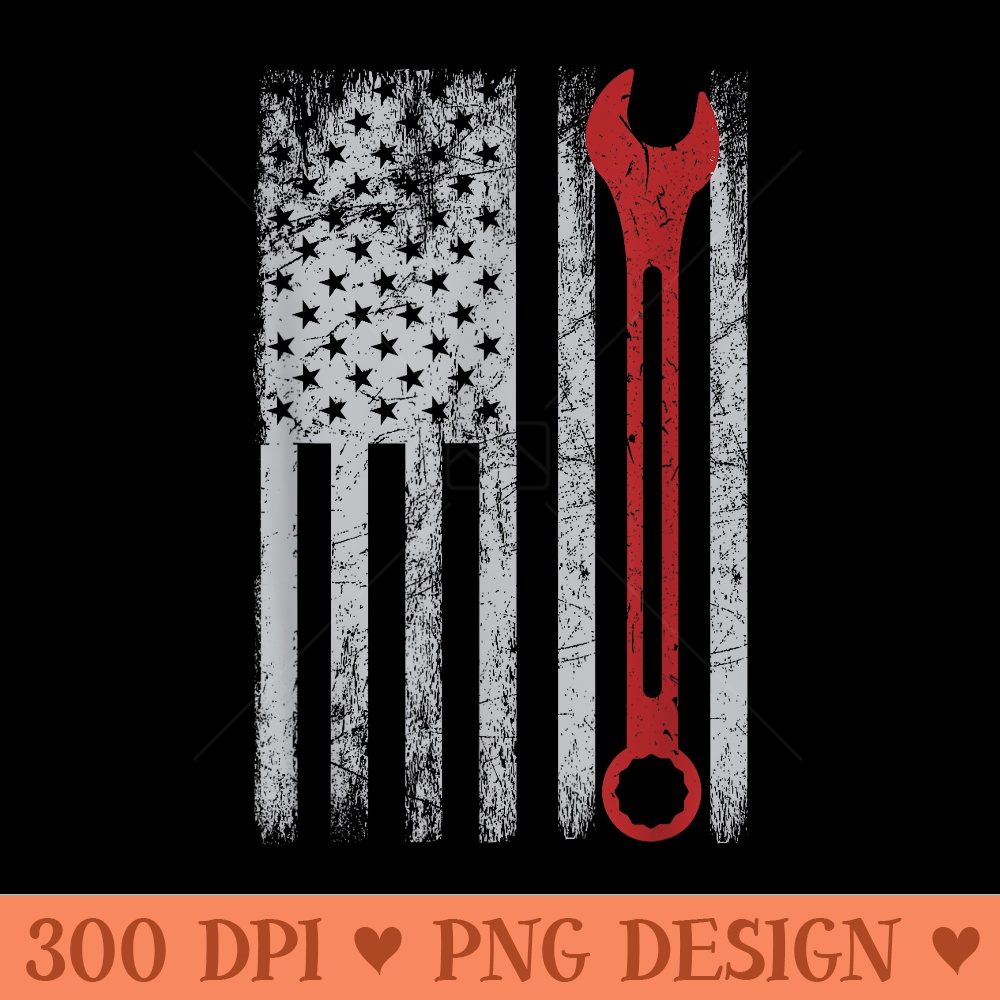Auto Repairman Car Mechanic Wrench Workshop Tools USA Flag - PNG image download - Versatile And Customizable Designs