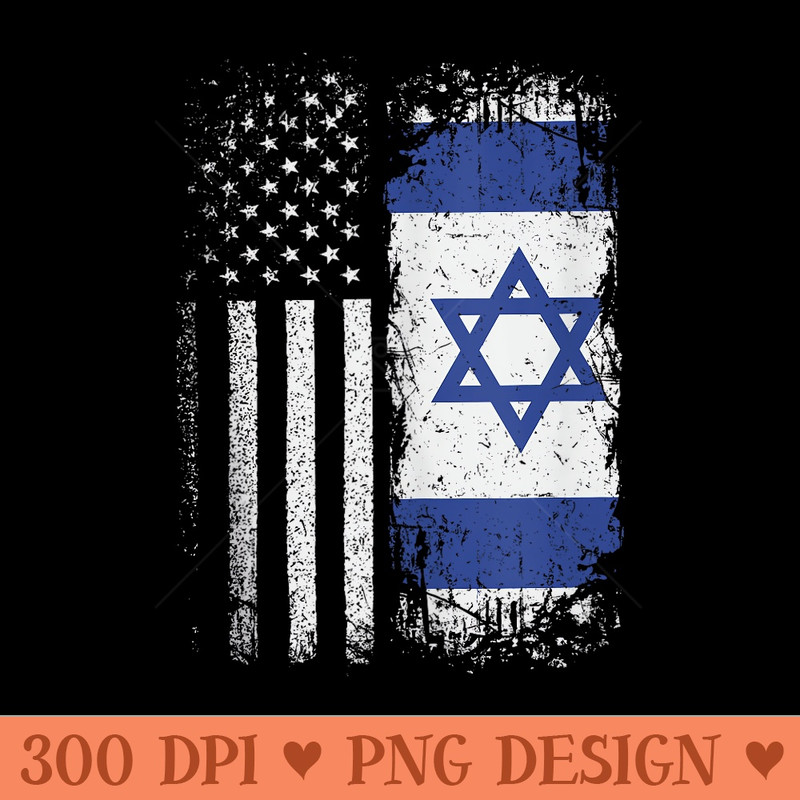 Israeli American Flag Mens Israel USA Support Israel IDF - PNG Graphics - Perfect for Creative Projects