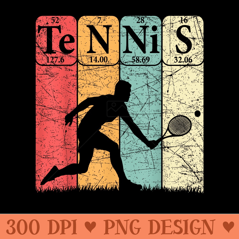 Tennis Periodic Table Elements Tennis Player Nerd Vintage - Vector PNG download - Versatile And Customizable Designs
