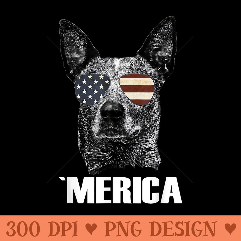 4th July Blue Heeler Dog Merica Patriotic USA Flag Cute - High Quality PNG Clipart - Create with Confidence