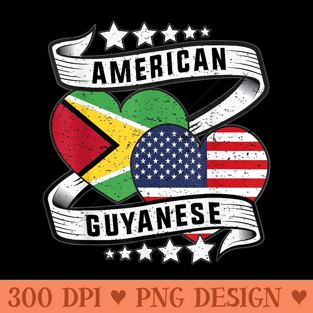 Guyanese American Guyana USA Flag - Printable PNG Images - Transform Your Sublimation Creations