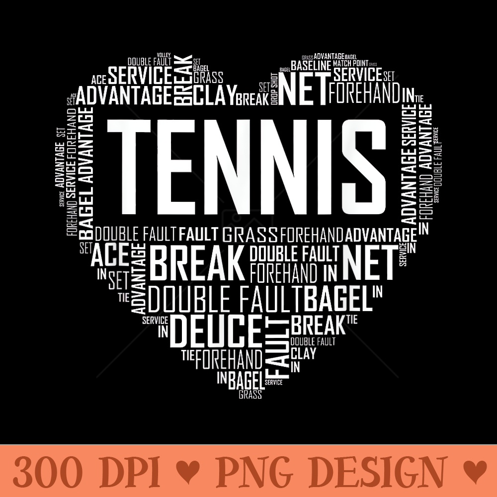 Tennis Lover Heart Love T for Players and Coaches - PNG Templates - Bold & Eye Catching