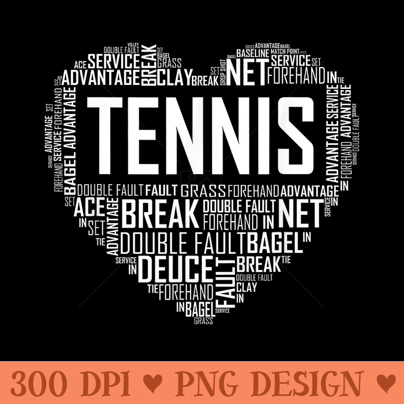 Tennis Lover Heart Love T for Players and Coaches - PNG Templates - Bold & Eye Catching