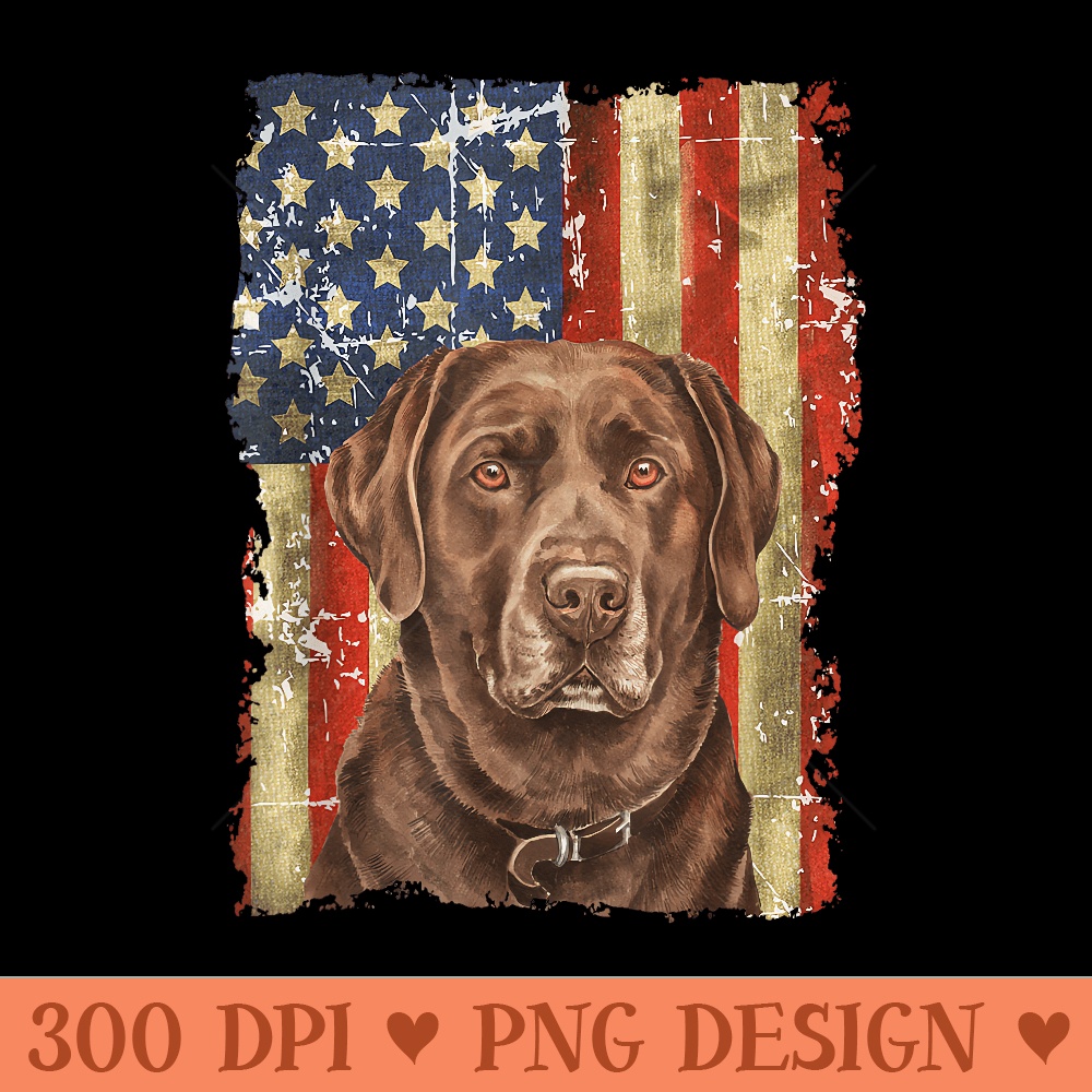 Retro Chocolate Lab With USA Flag Chocolate Lab Dad Mom - PNG download for graphic design - Transform Your Sublimation Creations