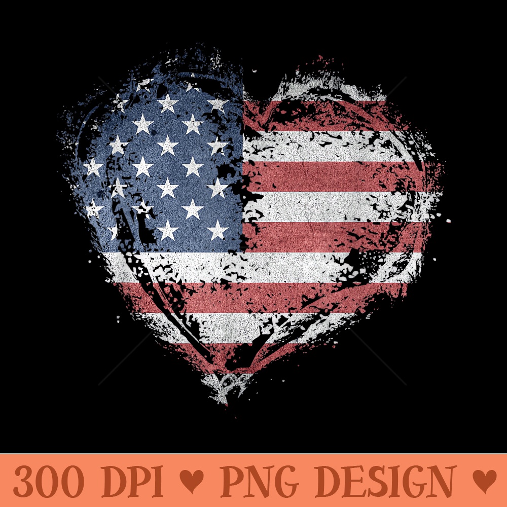 Vintage USA Heart Shape American Flag Stylish Design - PNG Prints - Unlock Vibrant Sublimation Designs