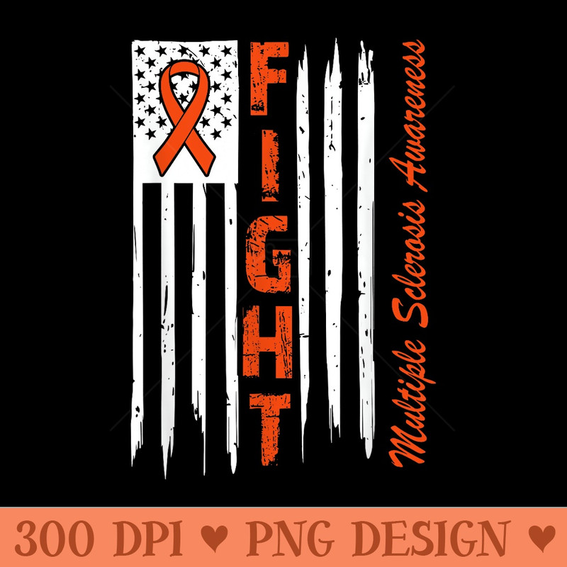 Fight Multiple Sclerosis Awareness s USA Flag Orange - Vector PNG Clipart - Unique And Exclusive Designs