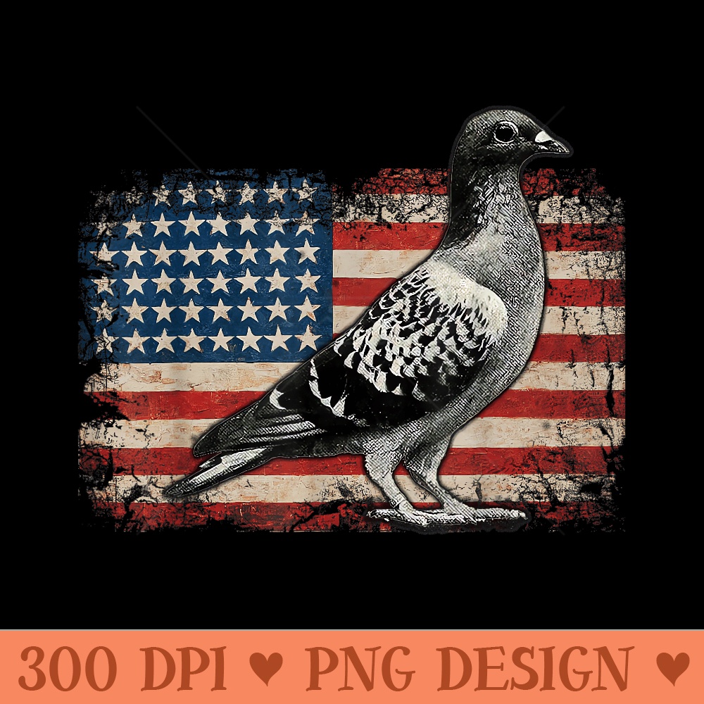 Pigeon Bird 4th of July USA Patriotic pigeon USA flag - Design PNG template - High Resolution And Print Ready Designs