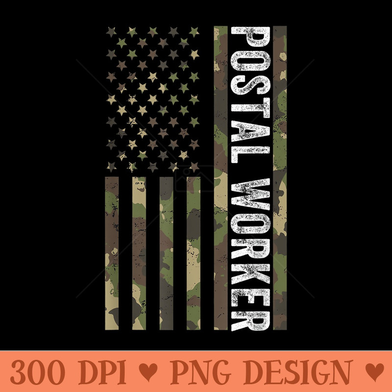 Postal Worker Camouflage American Flag US Postal Service Men - Printable PNG Graphics - Bring Your Designs to Life