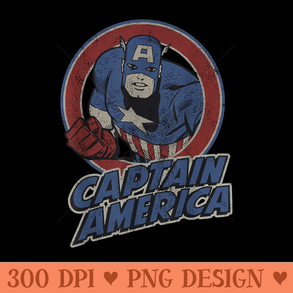 Marvel Captain America Retro Style Portrait - High Quality PNG Files - Perfect for Personalization