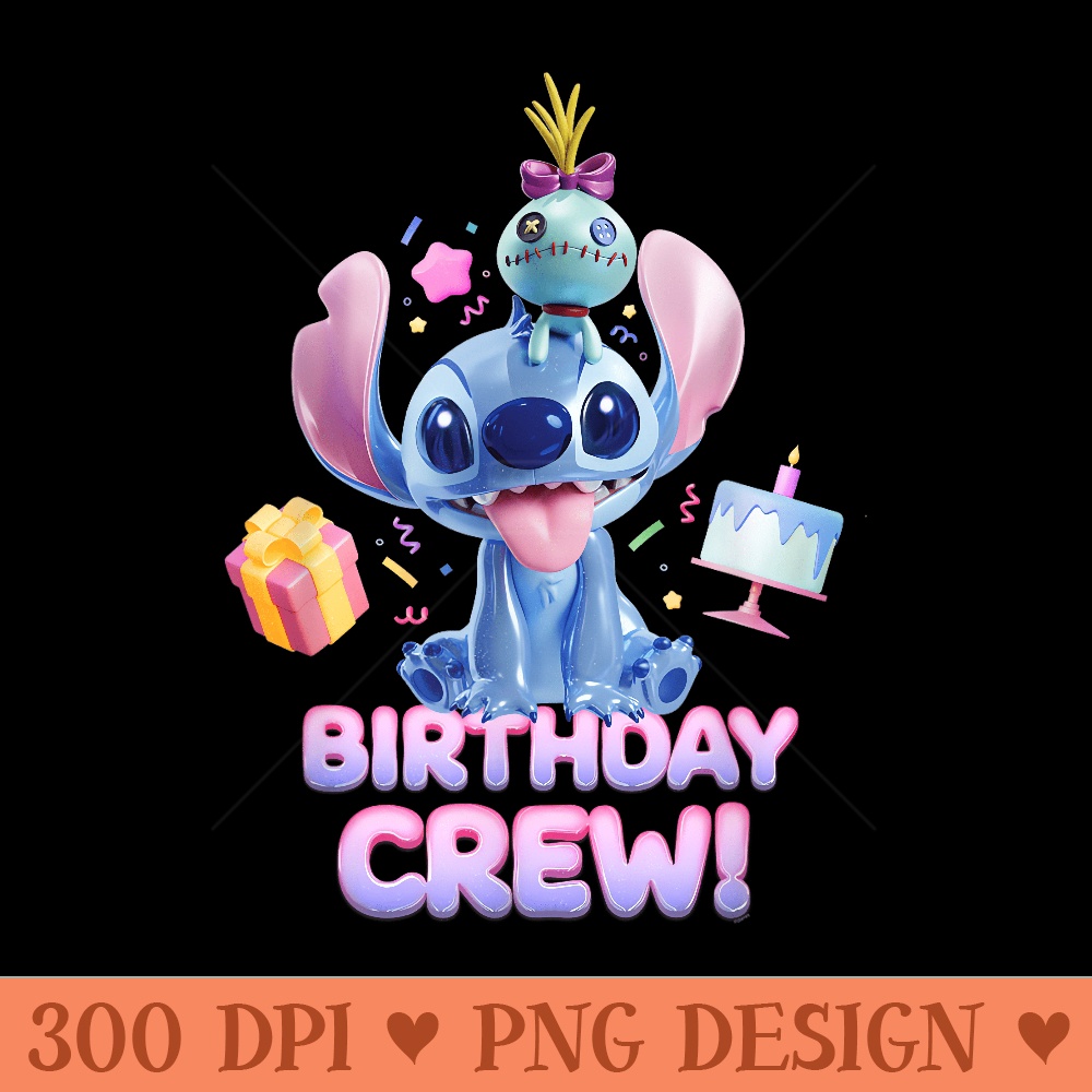 Disney Lilo Stitch with Scrump Big Shiny Birthday Crew - PNG Download - Stunning Sublimation Graphics