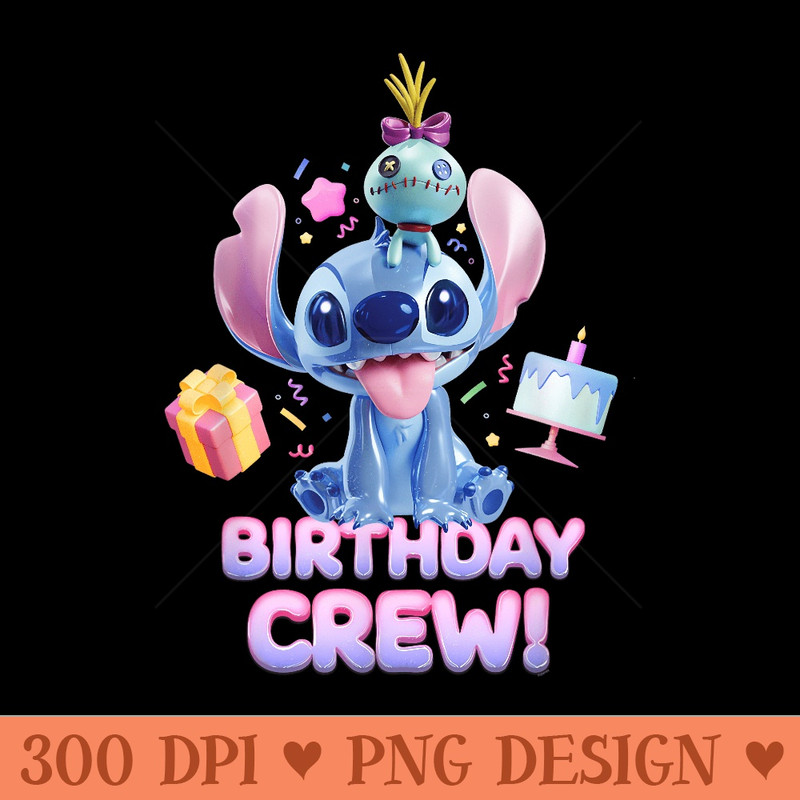 Disney Lilo Stitch with Scrump Big Shiny Birthday Crew - PNG Download - Stunning Sublimation Graphics