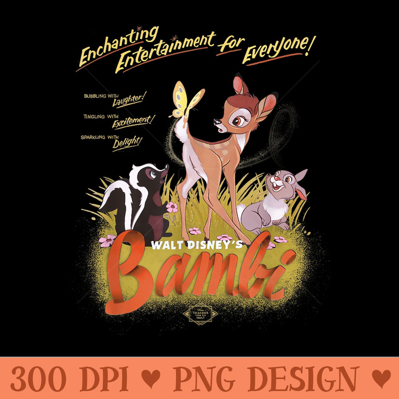 Disney Bambi Enchanting Entertainment For Everyone Retro - Clipart PNG - Unique And Exclusive Designs